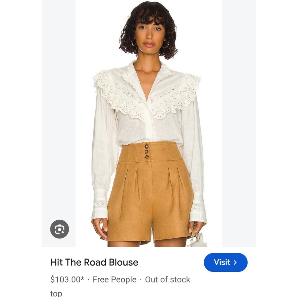 Free People Hit The Road Blouse White Eyelet Ruffle Button Down Top Medium